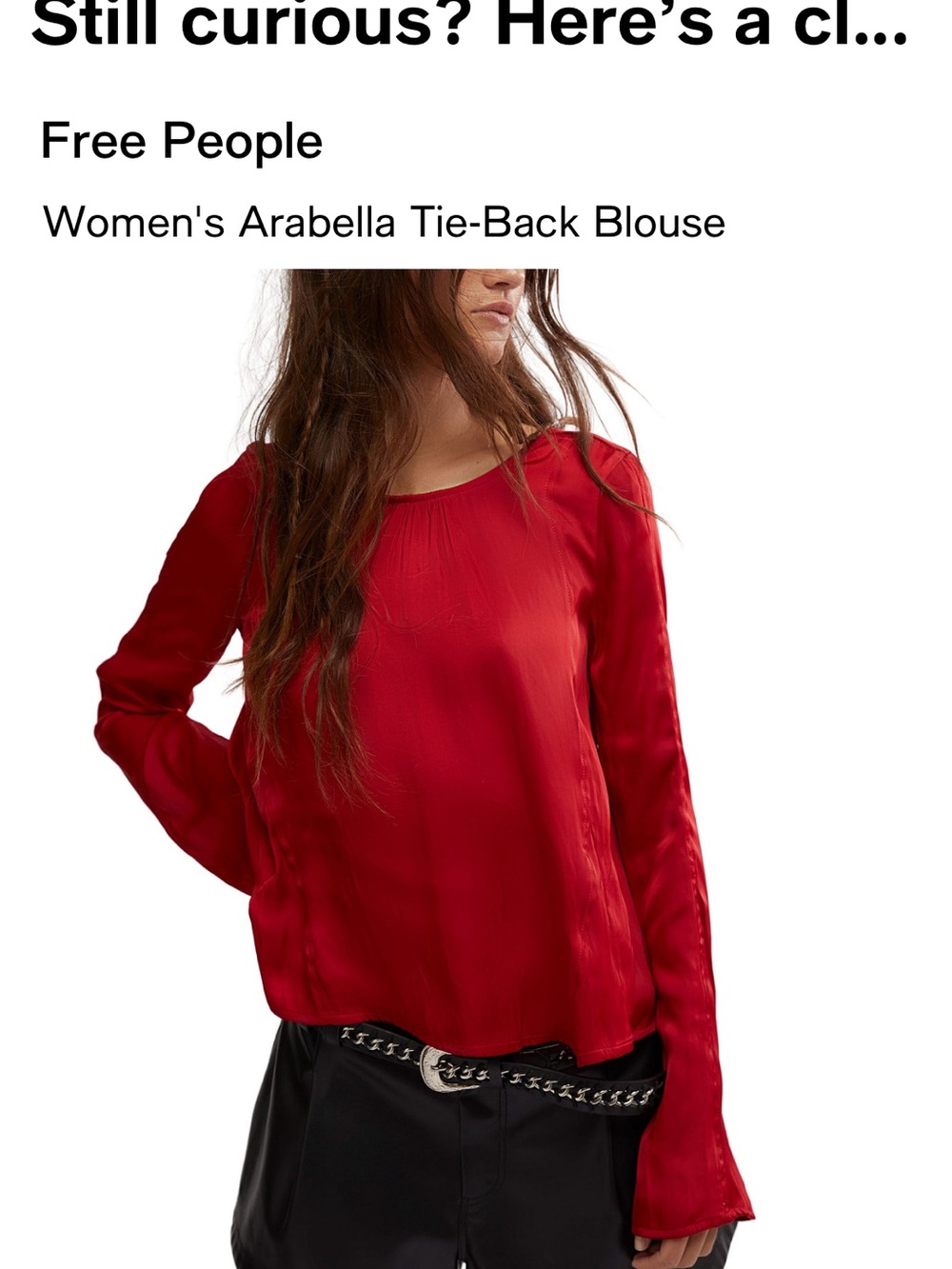 Free People Red Arabella Tie-Back Blouse